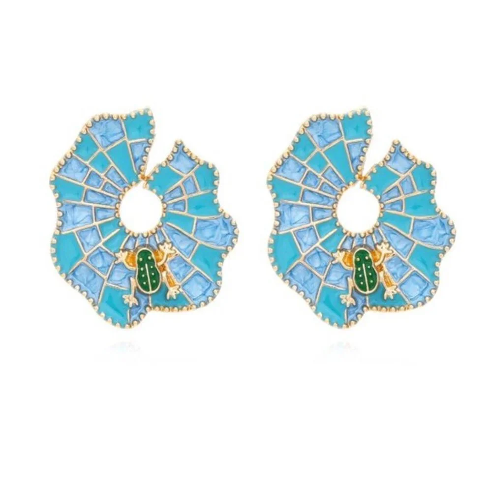 Blue Lily Statement Earrings
